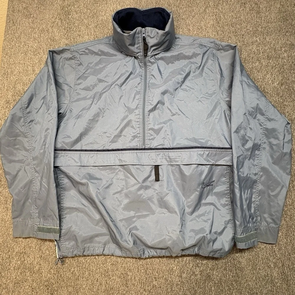 VTG Nike‎ Windbreaker Jacket Hoodie Men's XL Swoosh 1/2 Zip Vented Striped